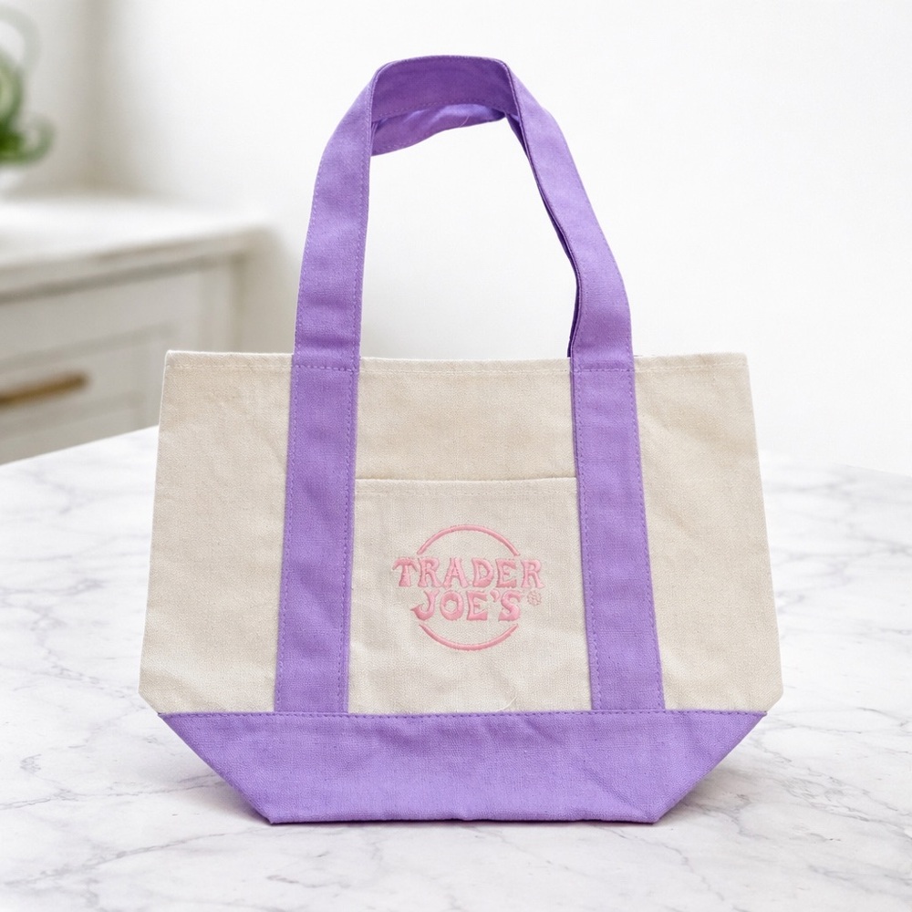 Trader Joe’s Mini Canvas Tote Bag Lavender Purple Pastel Viral SOLD OUT